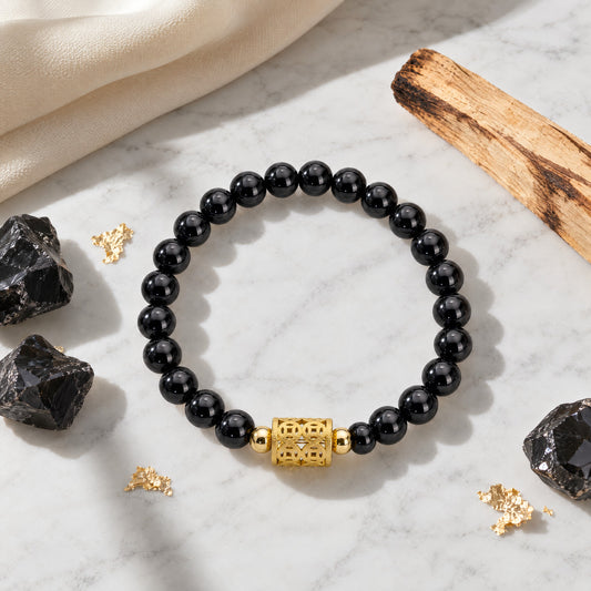 Black Obsidian Money Gate 11:11 Gemstone Bracelet