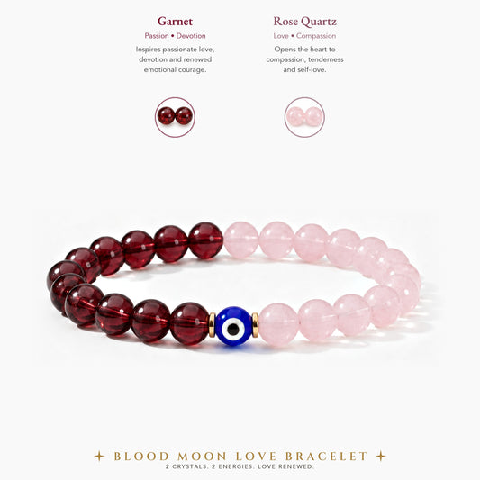 Blood Moon Love Renewal Garnet and Rose Quartz Bracelet