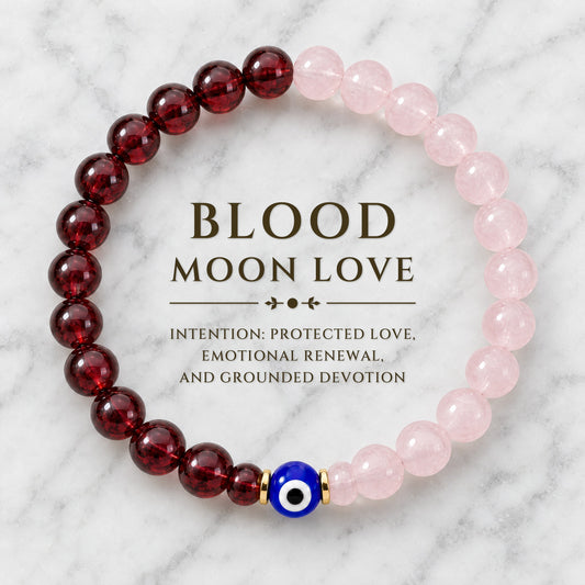 Blood Moon Love Renewal Garnet and Rose Quartz Bracelet