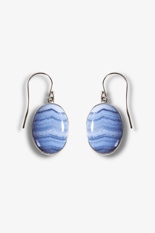 Blue Lace Agate Sterling Silver Earrings - Eat.Read.Love.