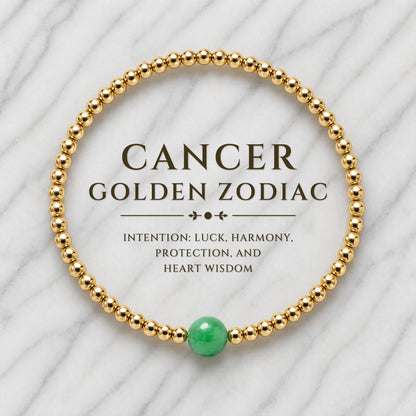Cancer Golden Zodiac Jade 2026 Bracelet REAL Gold