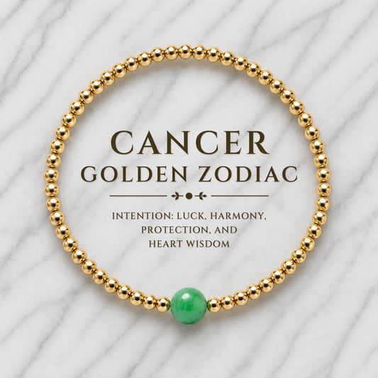 Cancer Golden Zodiac Jade 2026 Bracelet REAL Gold
