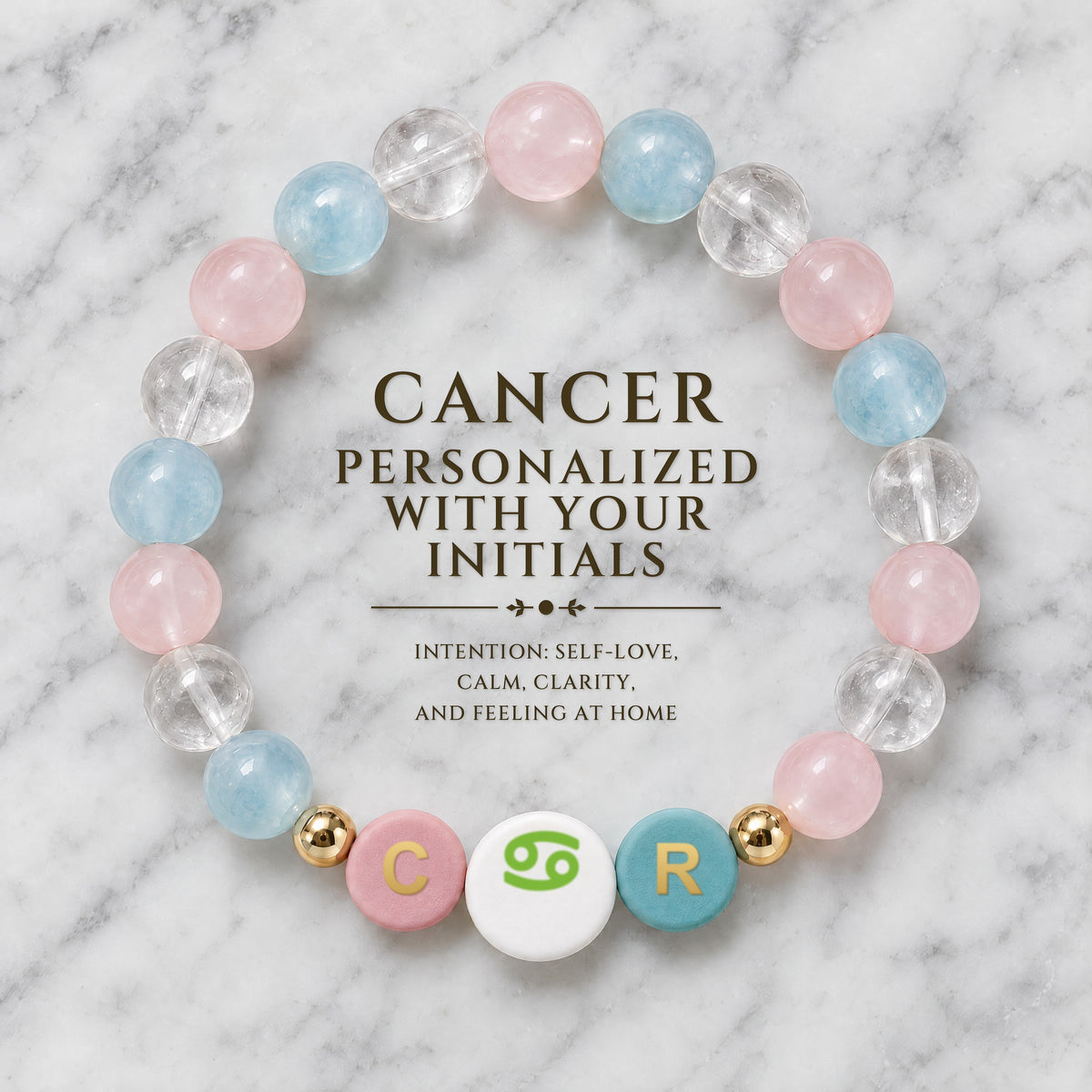 Cancer Initial Charm Bracelet