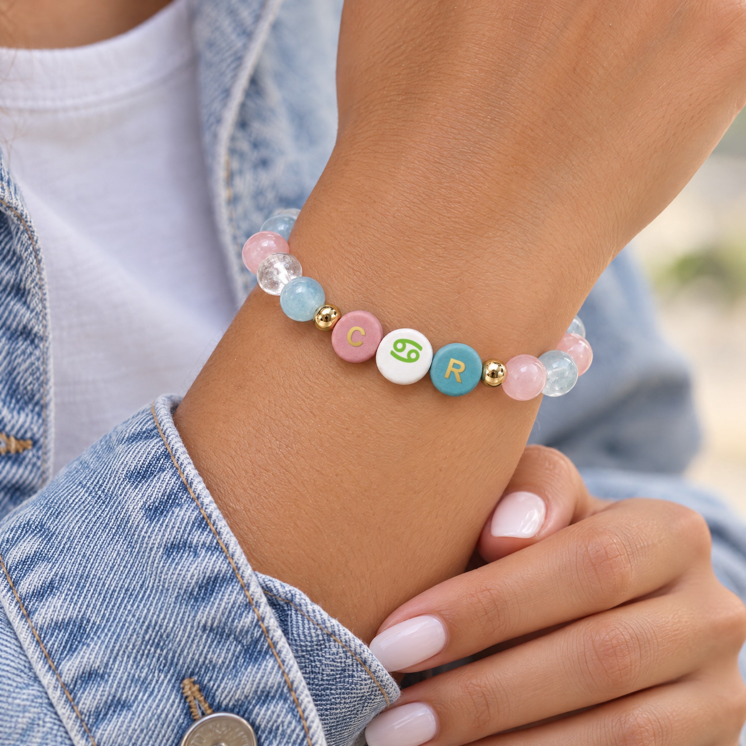 Cancer Initial Charm Bracelet