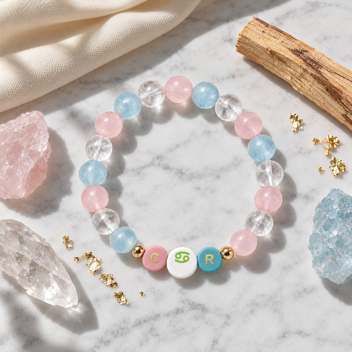 Cancer Initial Charm Bracelet