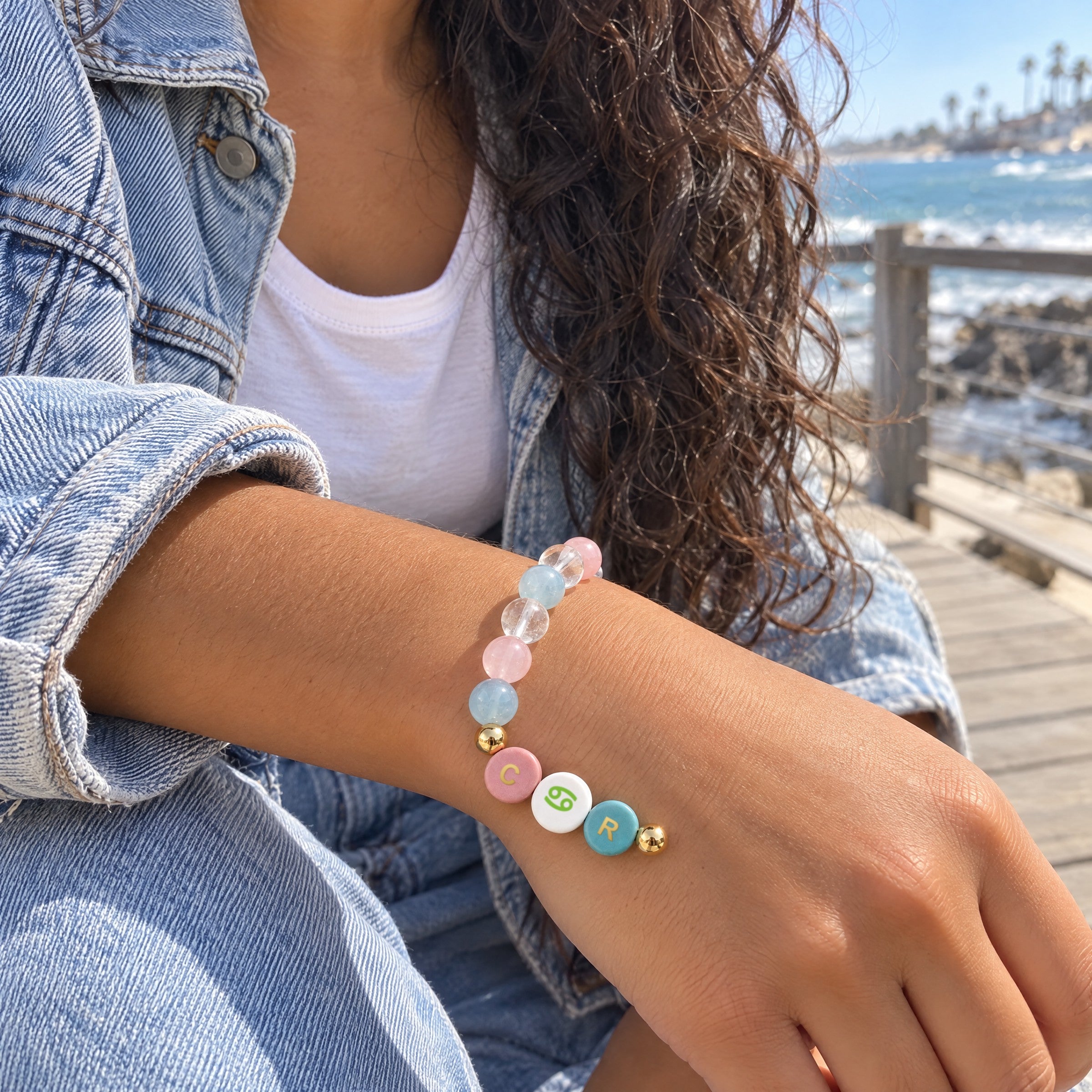 Cancer Initial Charm Bracelet