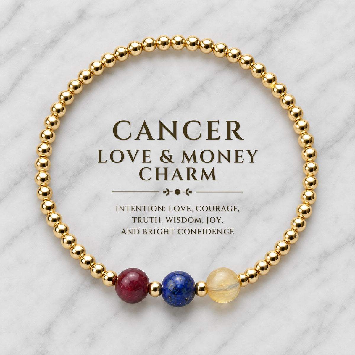 Cancer Love and Money Golden Bracelet With REAL Gold