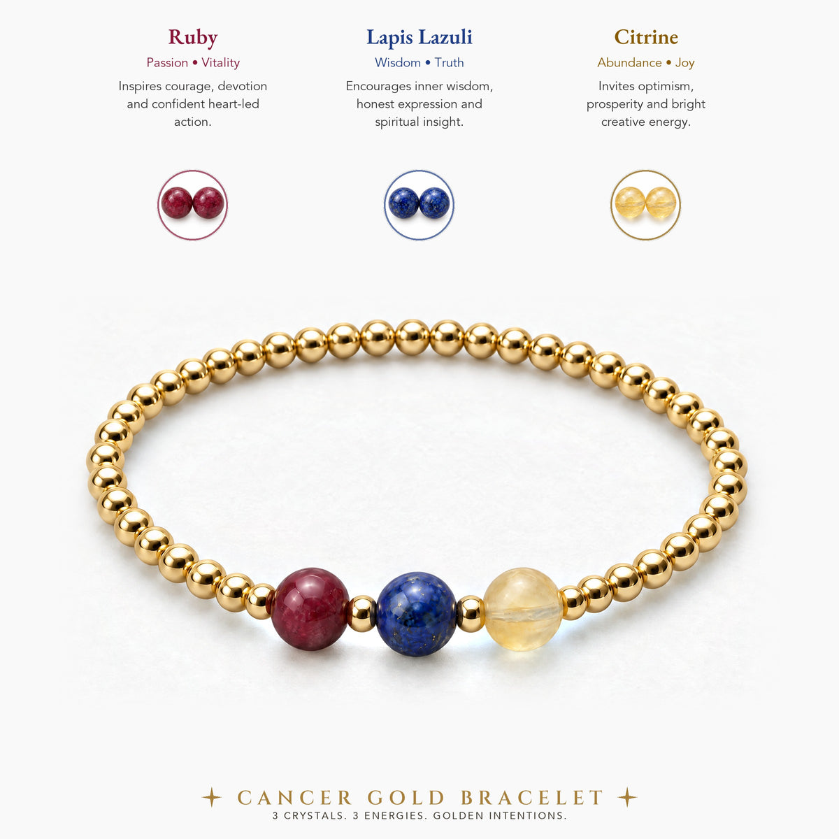Cancer Love and Money Golden Bracelet With REAL Gold