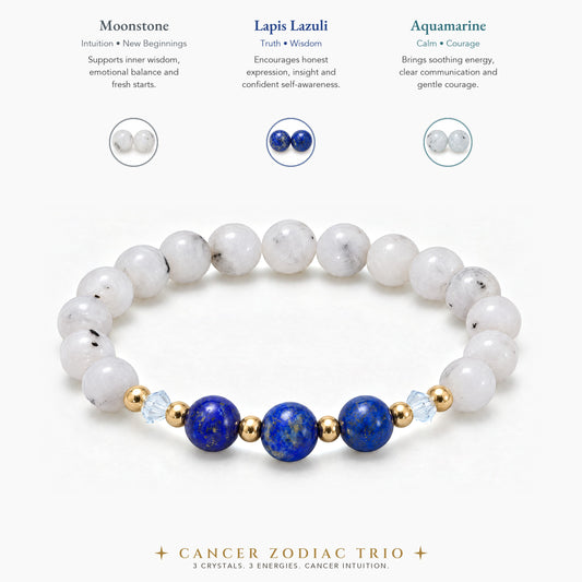 Cancer Lucky Zodiac Trio Crystal Bracelet