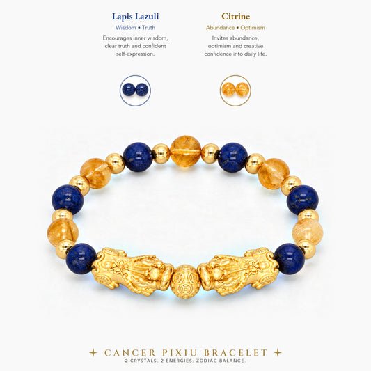Cancer Zodiac Feng Shui Double Pixiu Bracelet