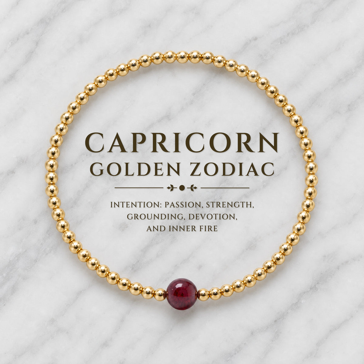 Capricorn Golden Zodiac Garnet 2026 Bracelet REAL Gold