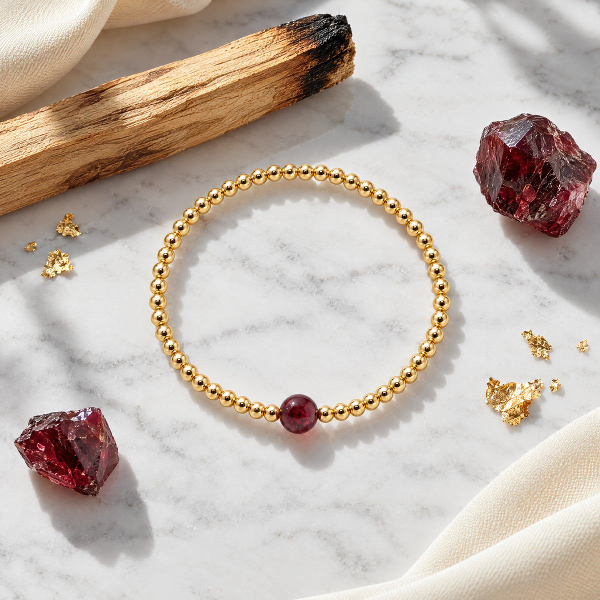 Capricorn Golden Zodiac Garnet 2026 Bracelet REAL Gold