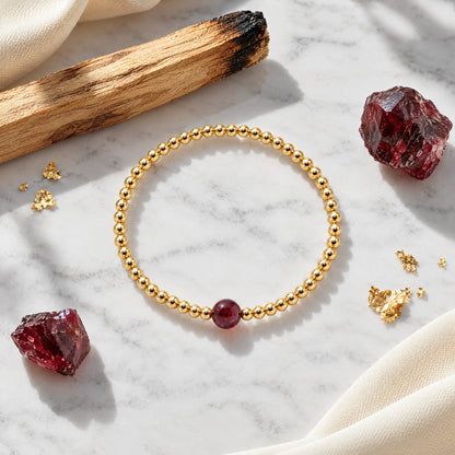 Capricorn Golden Zodiac Garnet 2026 Bracelet REAL Gold
