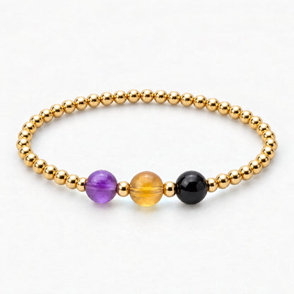 Capricorn Love and Money Golden Bracelet with REAL Gold
