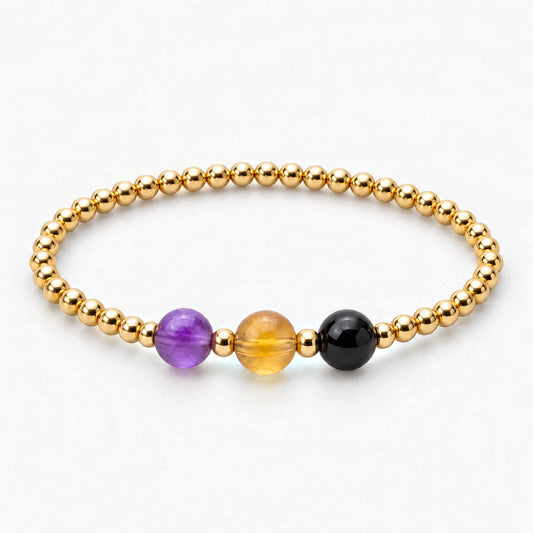 Capricorn Love and Money Golden Bracelet with REAL Gold