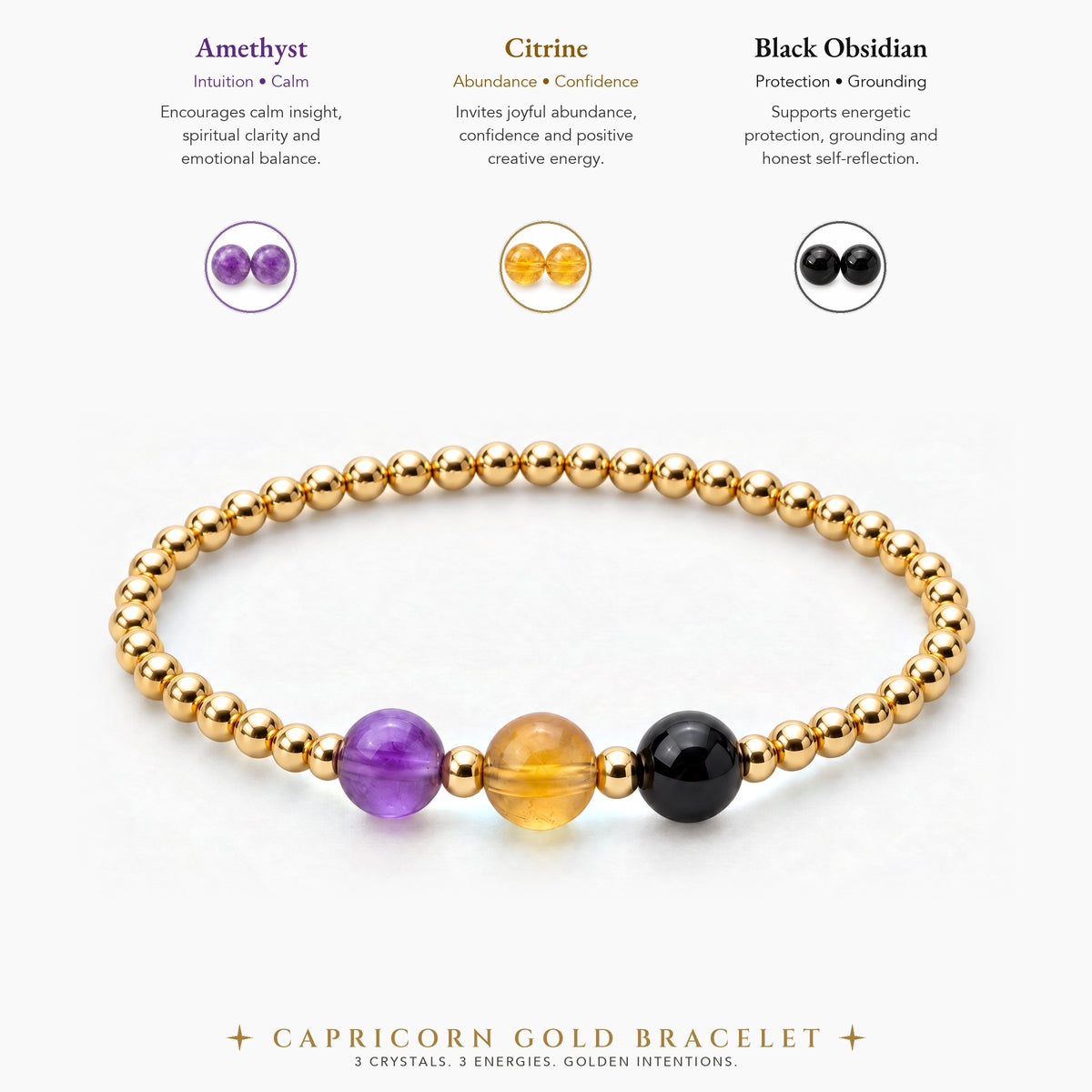 Capricorn Love and Money Golden Bracelet with REAL Gold