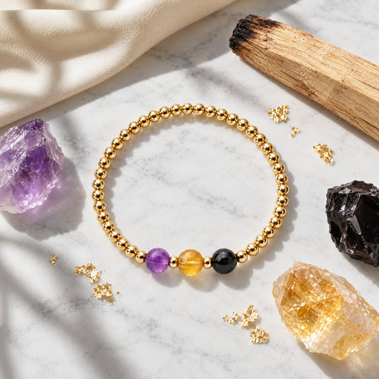 Capricorn Love and Money Golden Bracelet with REAL Gold