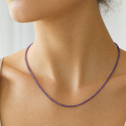 Amethyst Healing Beaded Necklace - on model