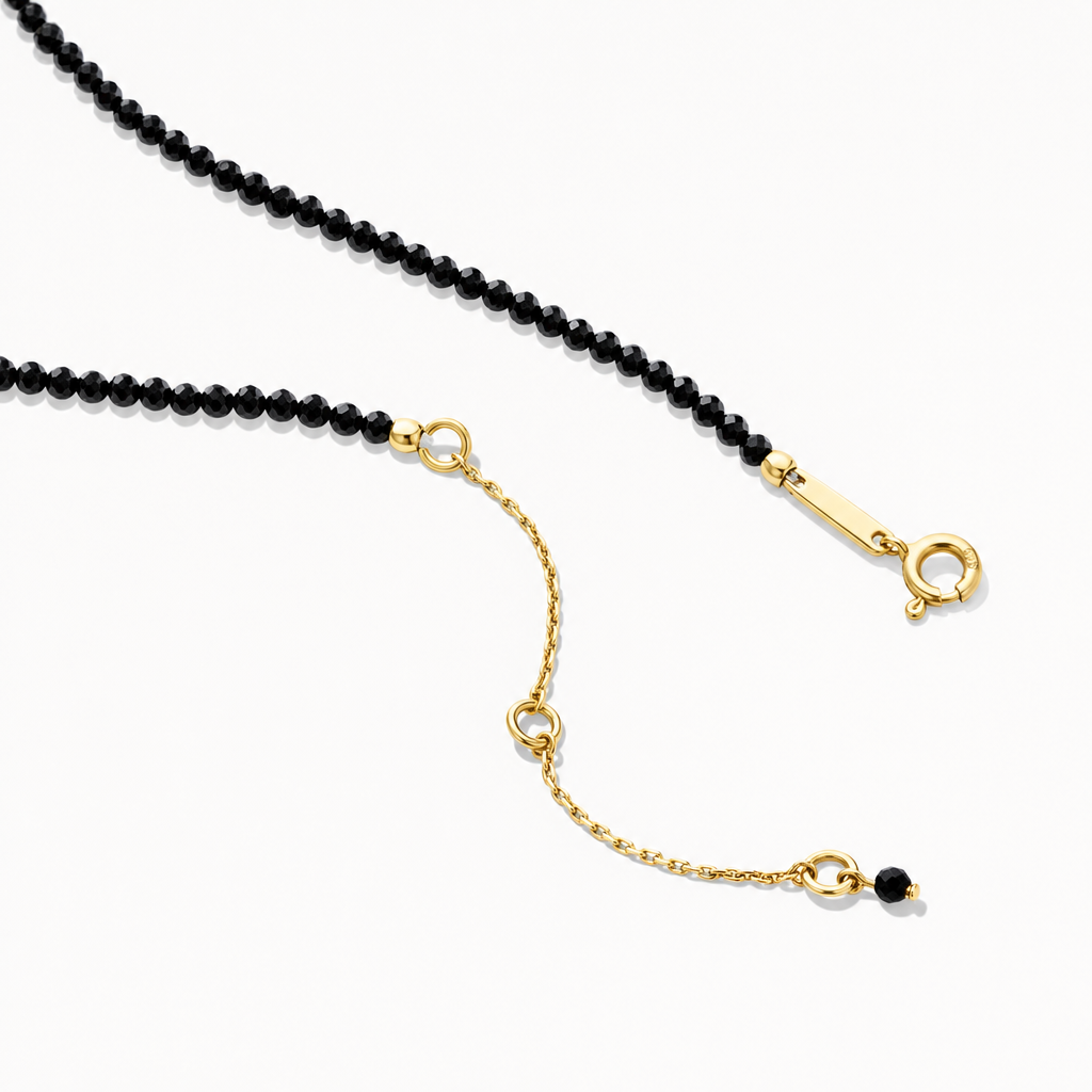 Black Spinel Protection Beaded Necklace - clasp detail