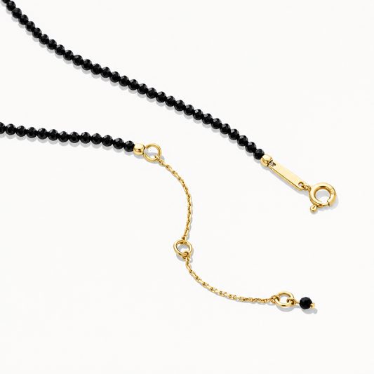 Black Spinel Protection Beaded Necklace 
