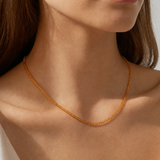 Citrine Luck Beaded Necklace - on model