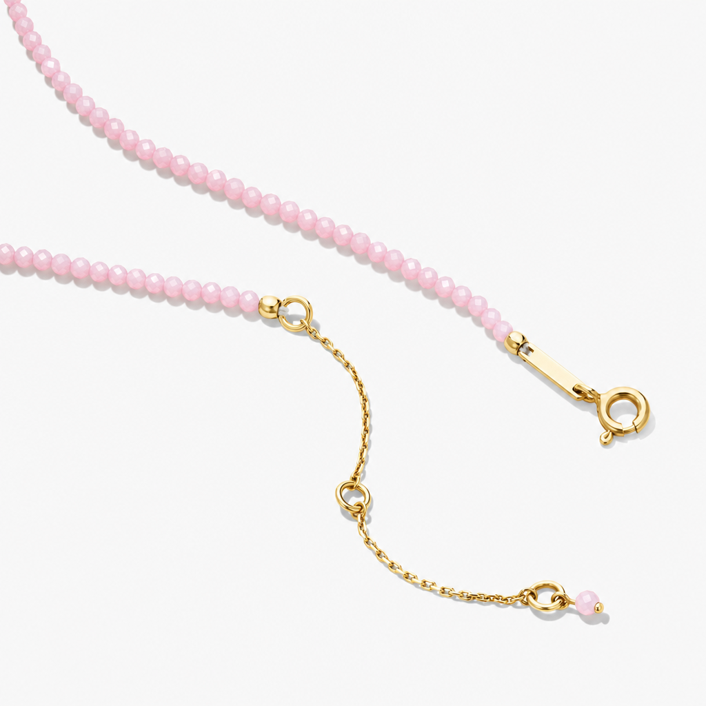 Pink Opal Love Beaded Necklace - clasp detail