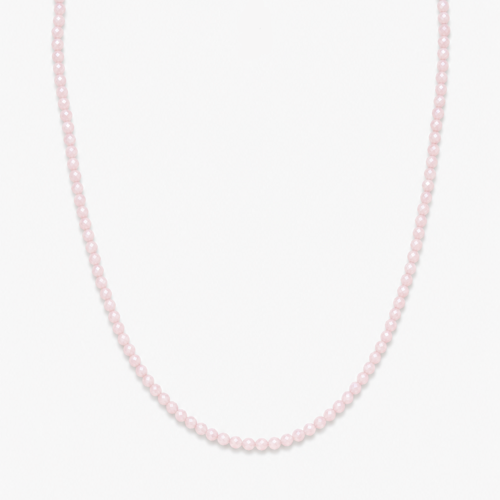 Pink Opal Love Beaded Necklace - front view