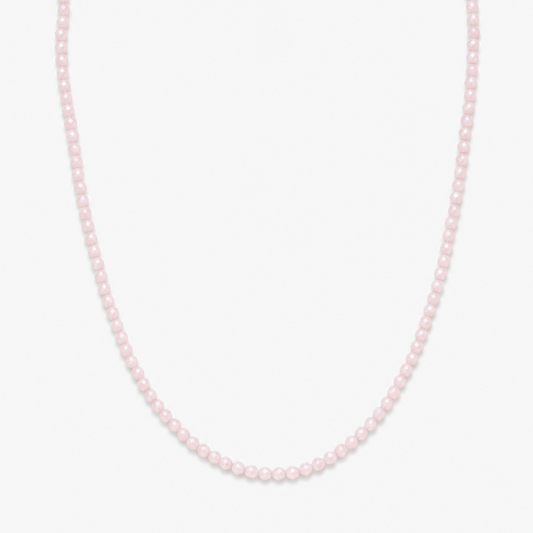 Pink Opal Love Beaded Necklace - front view