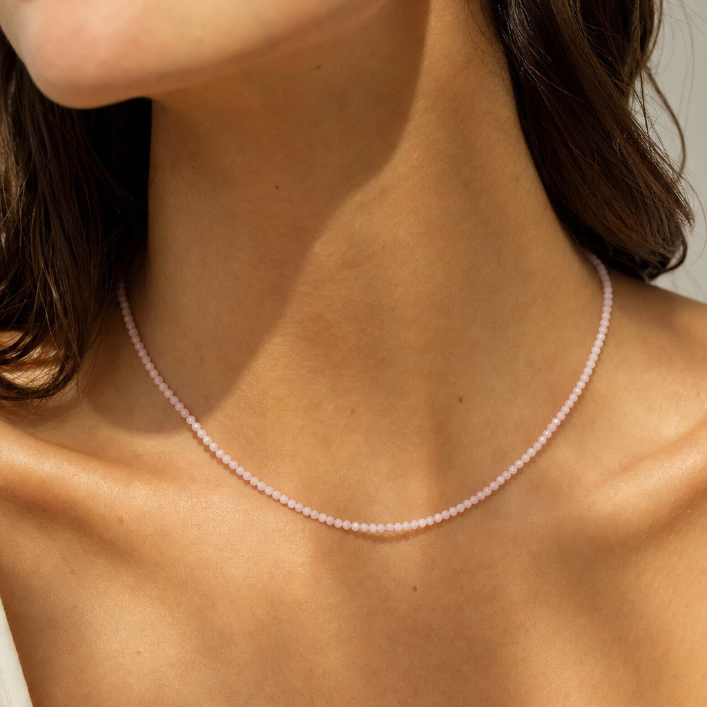 Pink Opal Love Beaded Necklace - lifestyle