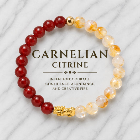 Carnelian and Citrine Eclipse 18k Pixiu Bracelet - Abundance