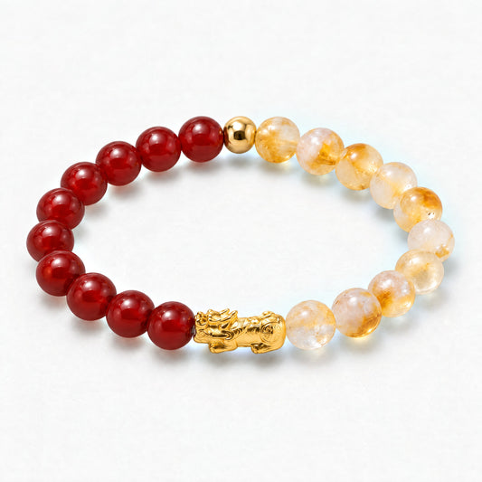 Carnelian and Citrine Eclipse 18k Pixiu Bracelet - Abundance