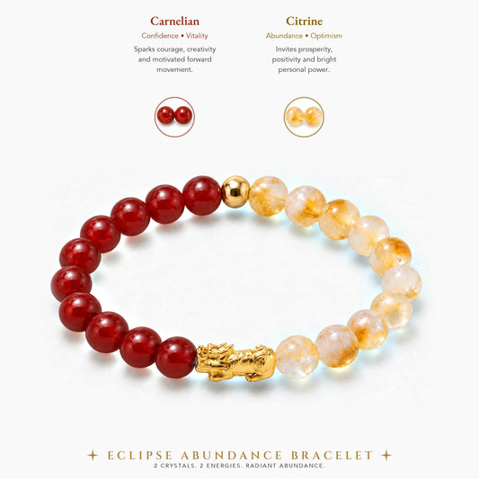 Carnelian and Citrine Eclipse 18k Pixiu Bracelet - Abundance