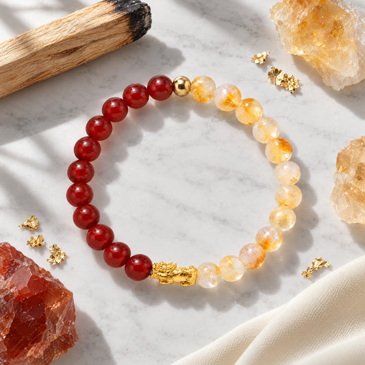 Carnelian and Citrine Eclipse 18k Pixiu Bracelet - Abundance