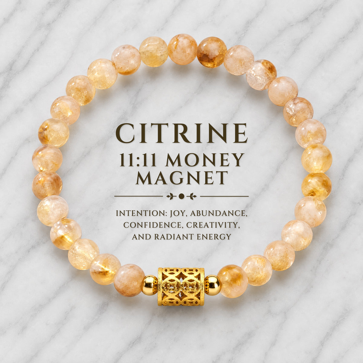 Citrine 11:11 Manifest Millions Gemstone Bracelet