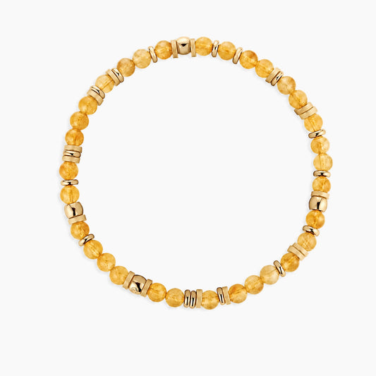 Citrine Money Magnet Bracelet - gold and citrine beaded stretch bracelet
