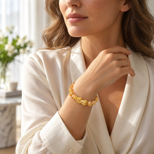 Citrine Feng Shui Lucky Pixiu Wealth Bracelet