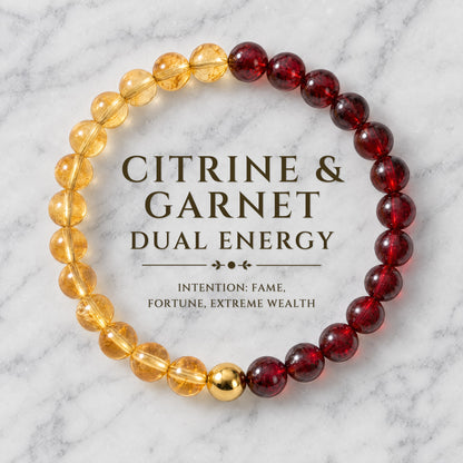 Citrine & Garnet Dual Energy Fortune Crystal Bracelet