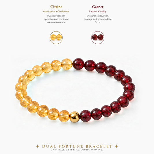 Citrine & Garnet Dual Energy Fortune Crystal Bracelet
