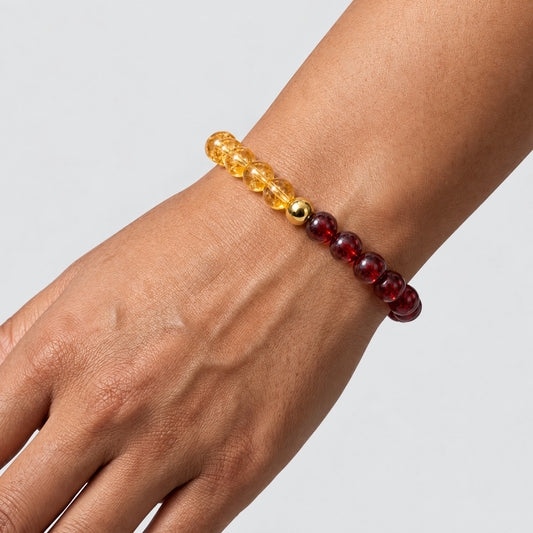 Citrine & Garnet Dual Energy Fortune Crystal Bracelet