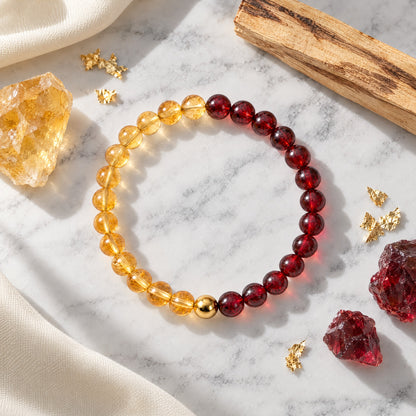 Citrine & Garnet Dual Energy Fortune Crystal Bracelet
