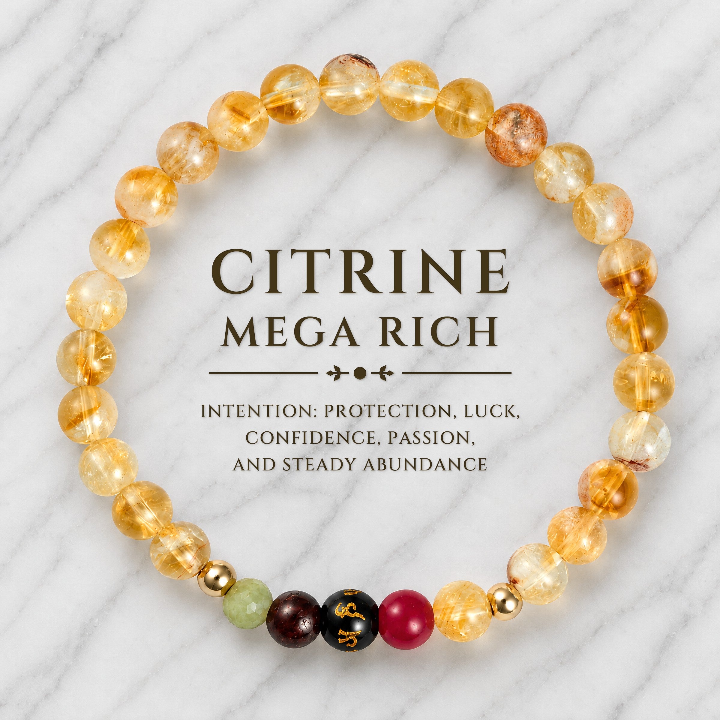 Citrine Mega Rich Lucky 7 Gemstone Bracelet With REAL Gold