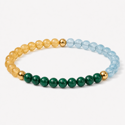 Full Moon Manifestation Bracelet – Citrine, Aquamarine & Malachite – product view