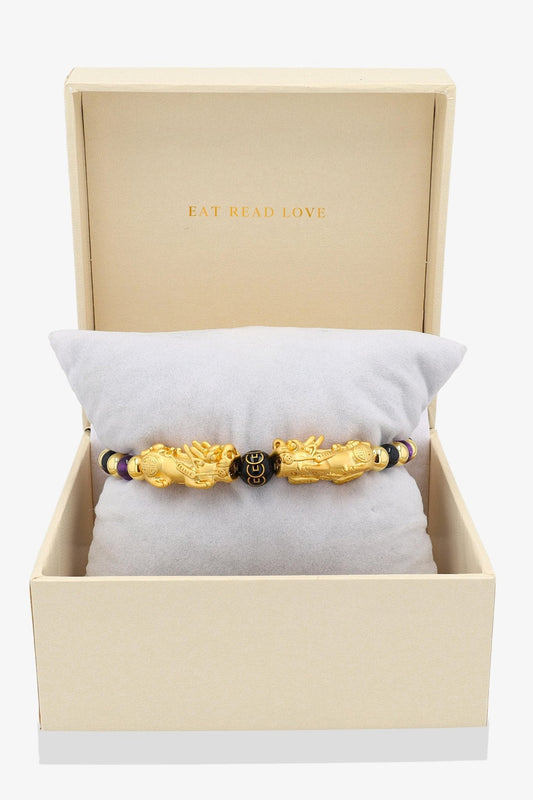 Double Pixiu 18k Gold Vermeil With Lucky Money Coin - Eat.Read.Love.