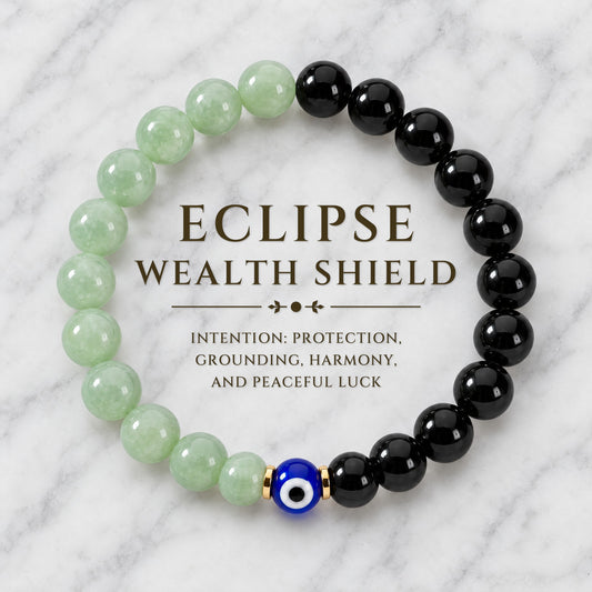 Eclipse Wealth Shield Black Obsidian and Jade Bracelet