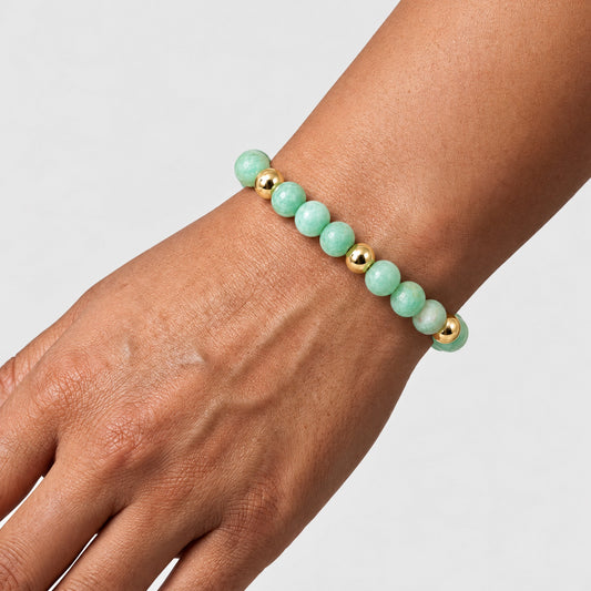 Elevated Abundance Bracelet with REAL Gold Beads and Emerald