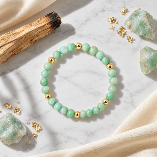 Elevated Abundance Bracelet with REAL Gold Beads and Emerald