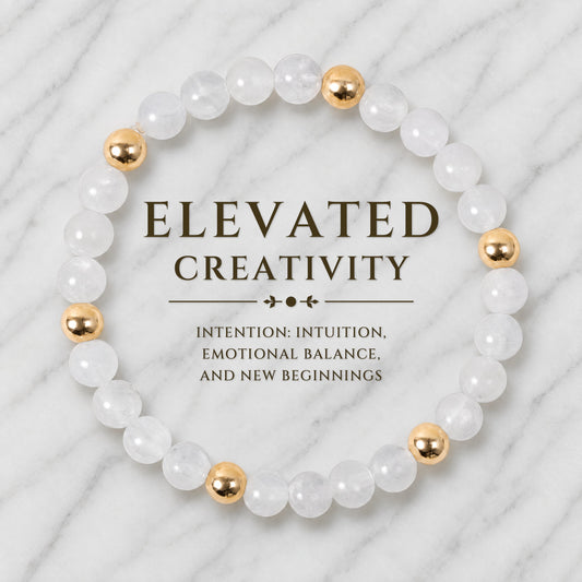 Elevated Creativity Bracelet with REAL Gold Beads and Moonstone