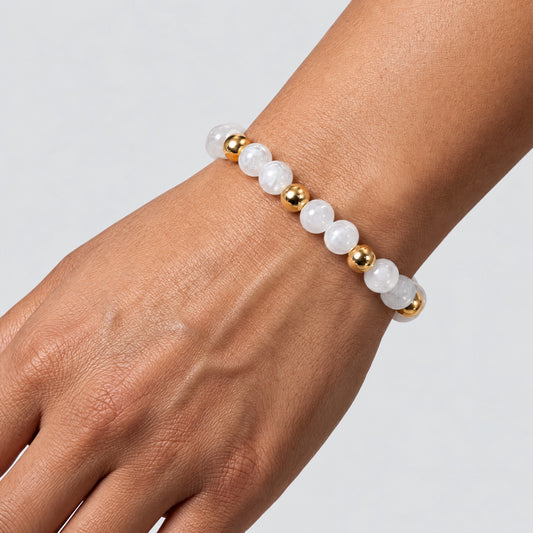 Elevated Creativity Bracelet with REAL Gold Beads and Moonstone
