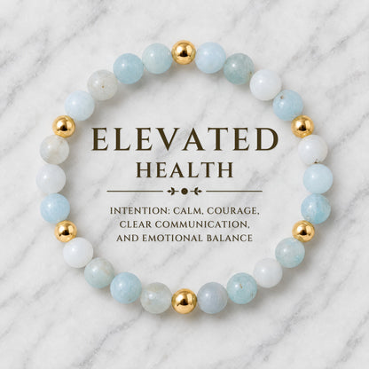 Elevated Health Bracelet with REAL Gold Beads and Aquamarine