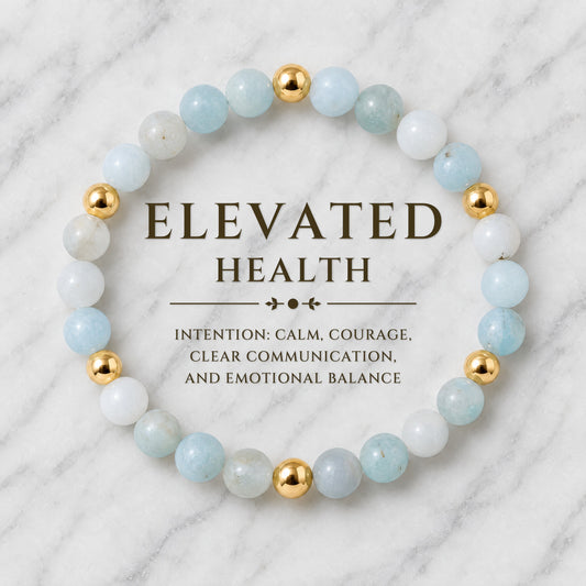 Elevated Health Bracelet with REAL Gold Beads and Aquamarine